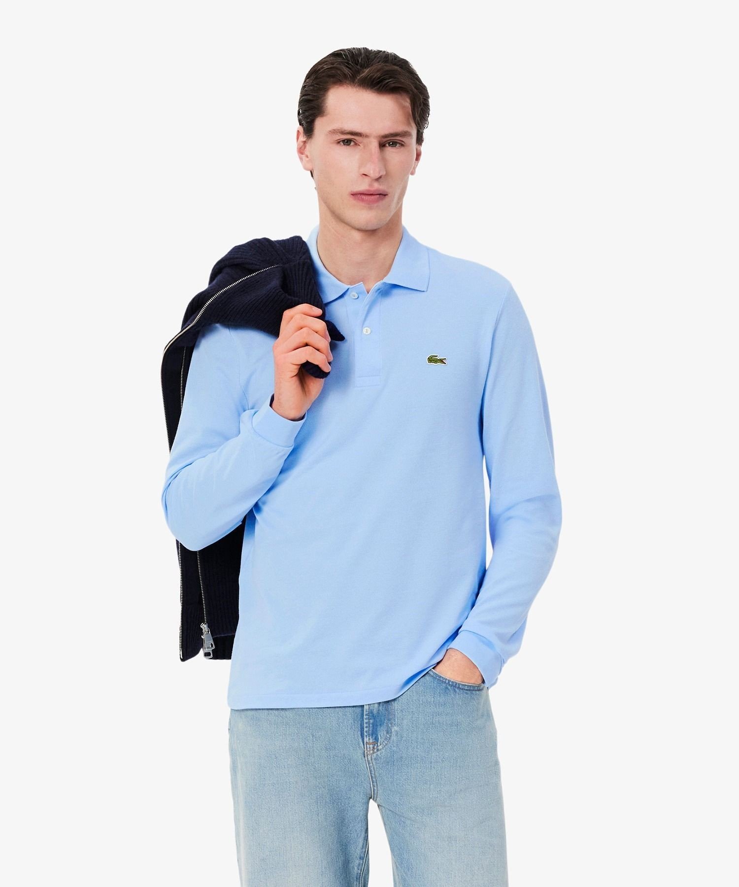 Рубашка-поло с длинным рукавом оригинального кроя LACOSTE, Light blue