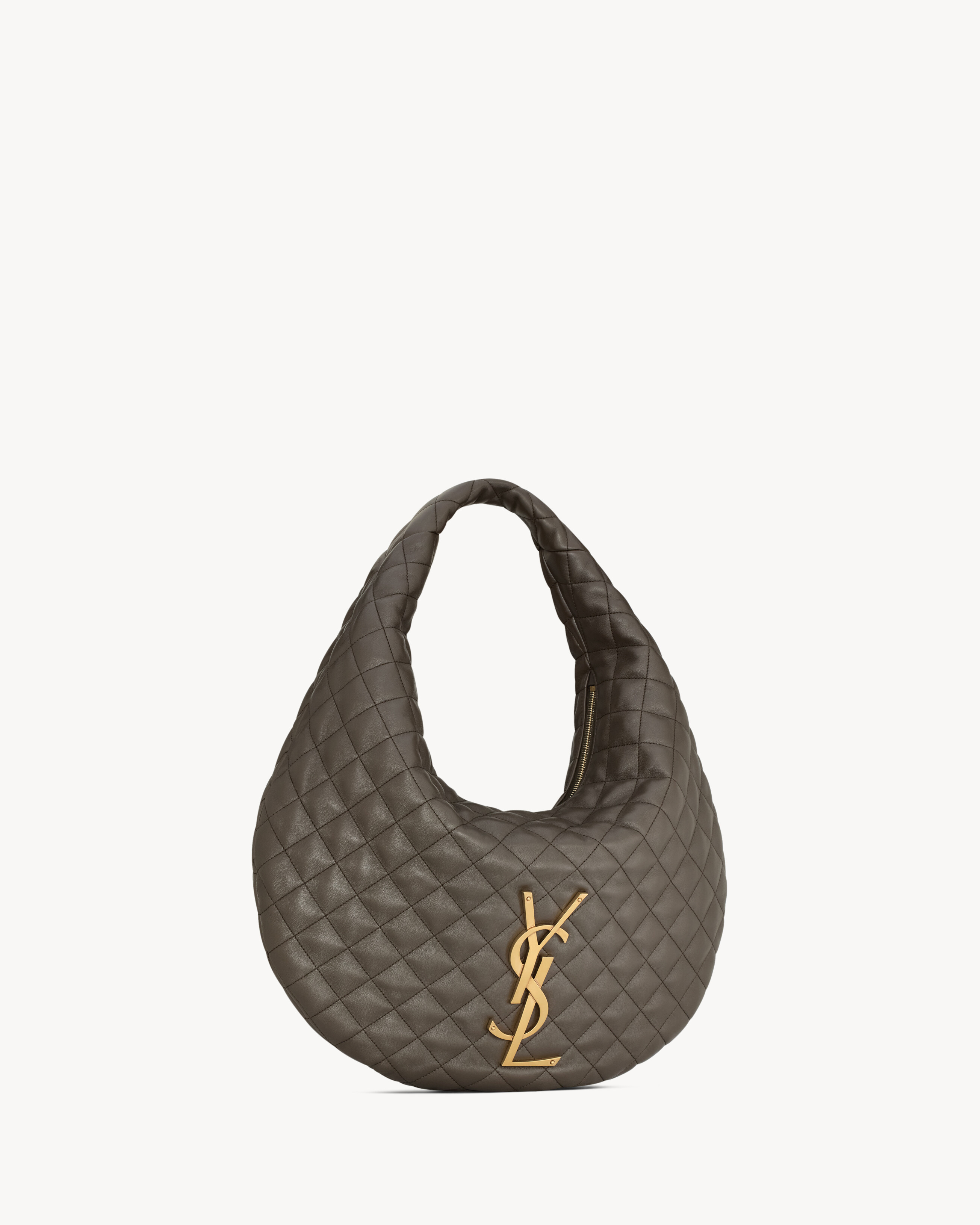 Сумка-хобо ICARE из стеганой кожи наппа Saint Laurent, серый/серебряный — фото 4