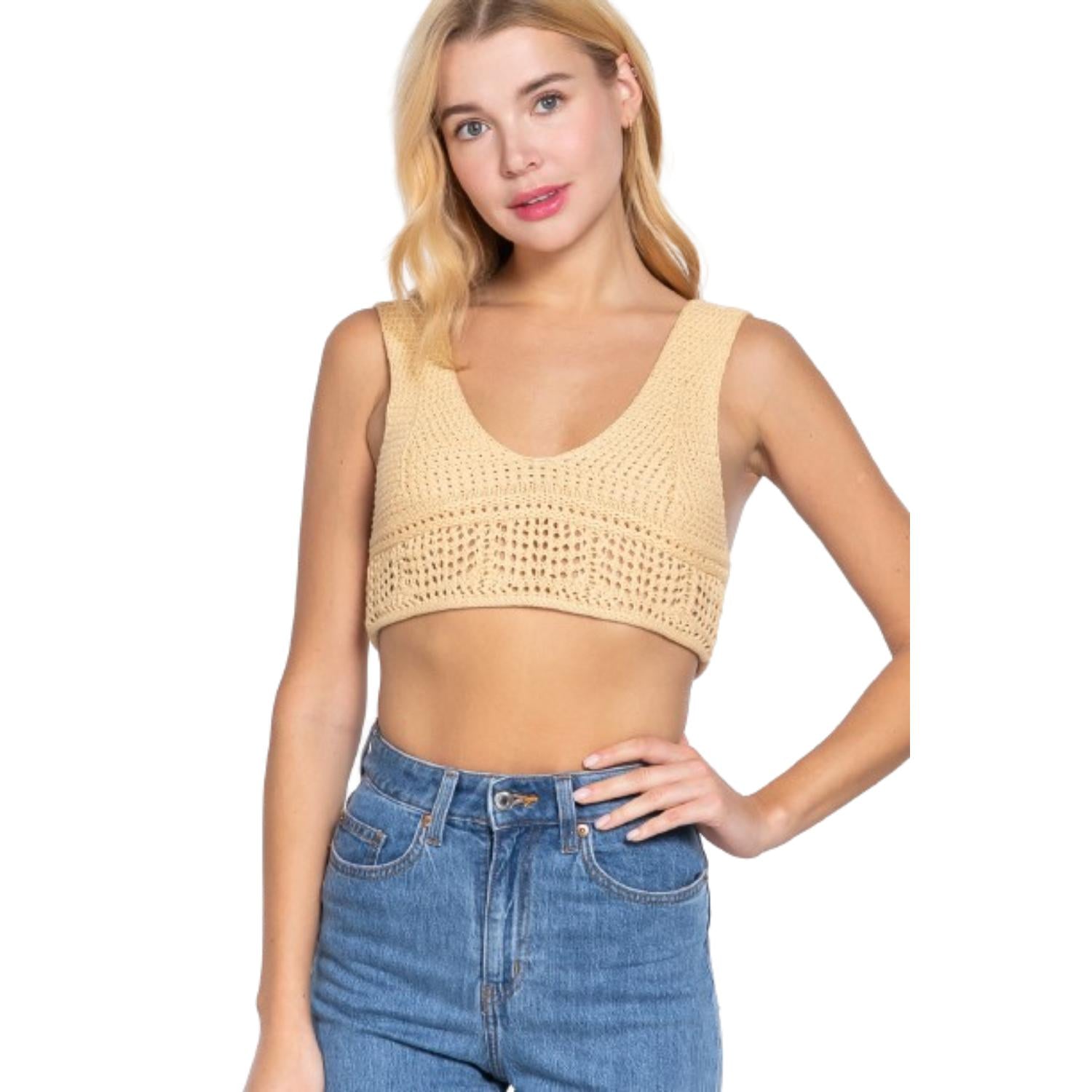 

Текстурированный укороченный свитер-майка FASHNZFAB, цвет butter yellow