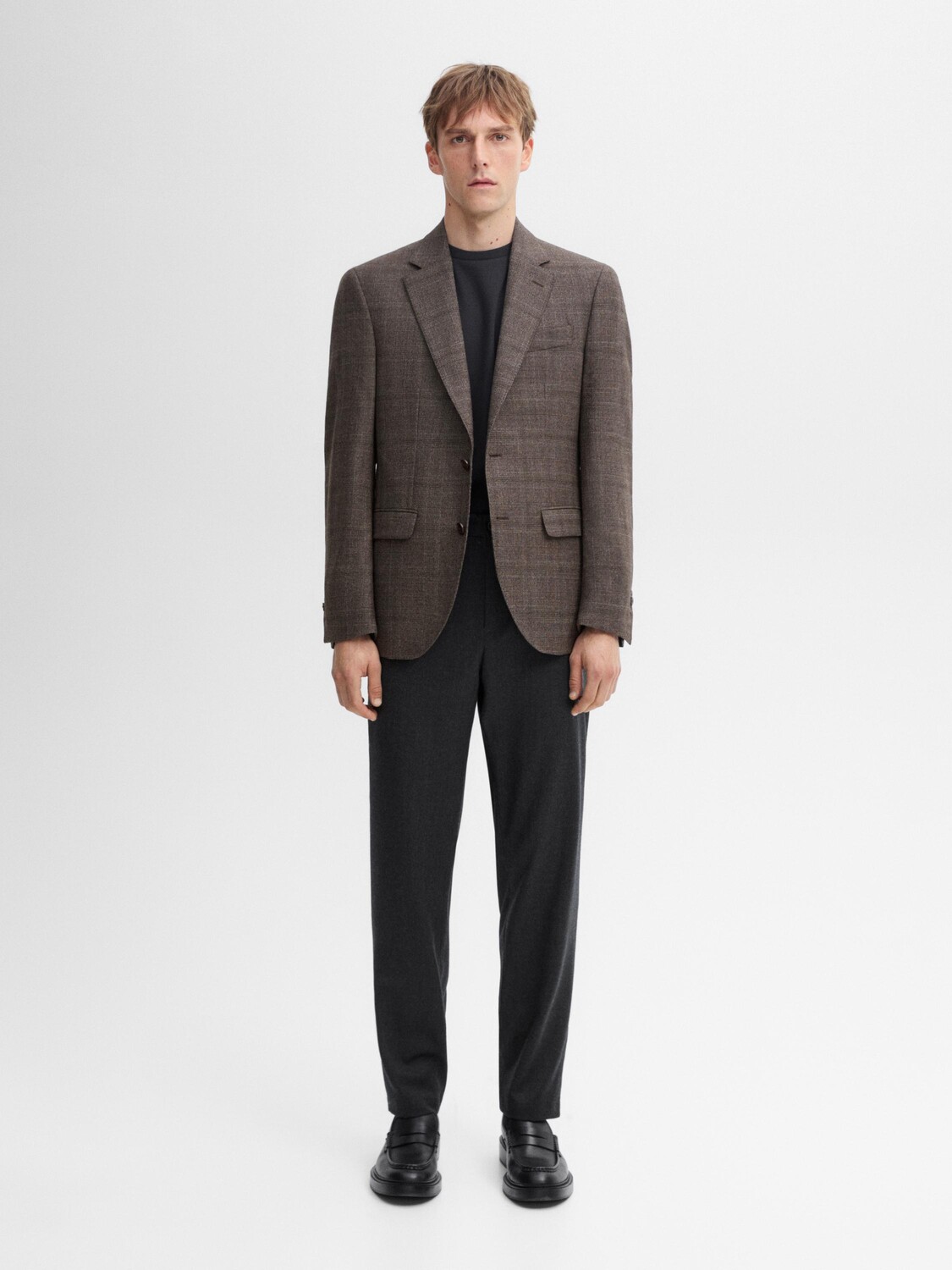 

Пиджак из шерстяной фланели Massimo Dutti, коричневый