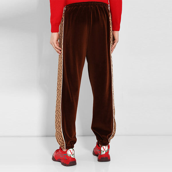 Брюки gg rhombus velvet track pants 'brown' Gucci, коричневый — фото 4