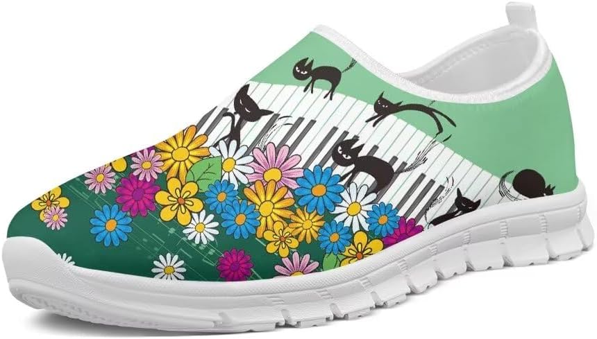 

Женские слипоны Forchrinse Hummingbird с цветами вишни, мужские прогулочные туфли, мягкие легкие модные спортивные кроссовки с поддержкой свода, повседневная рабочая обувь, черный