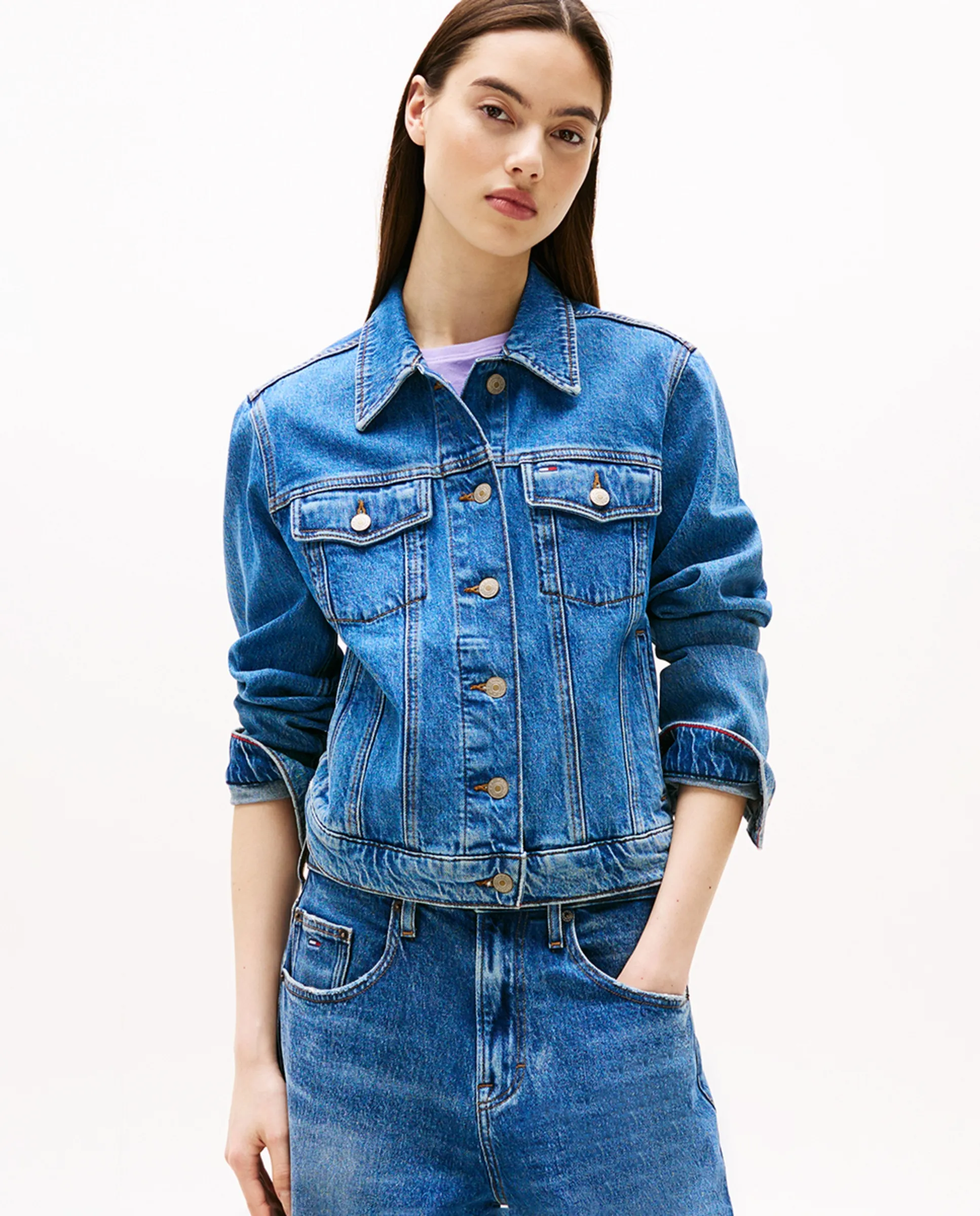 

Женская джинсовая куртка с передними карманами Tommy Jeans, синий