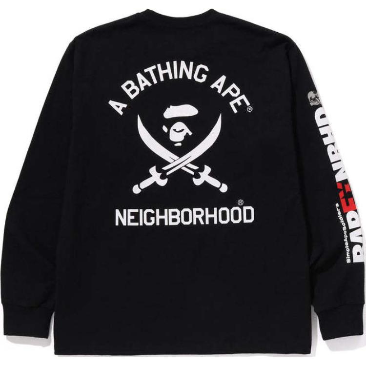 Футболка Bape X Naruto Ape Head с длинными рукавами A BATHING APE, черный — фото 3