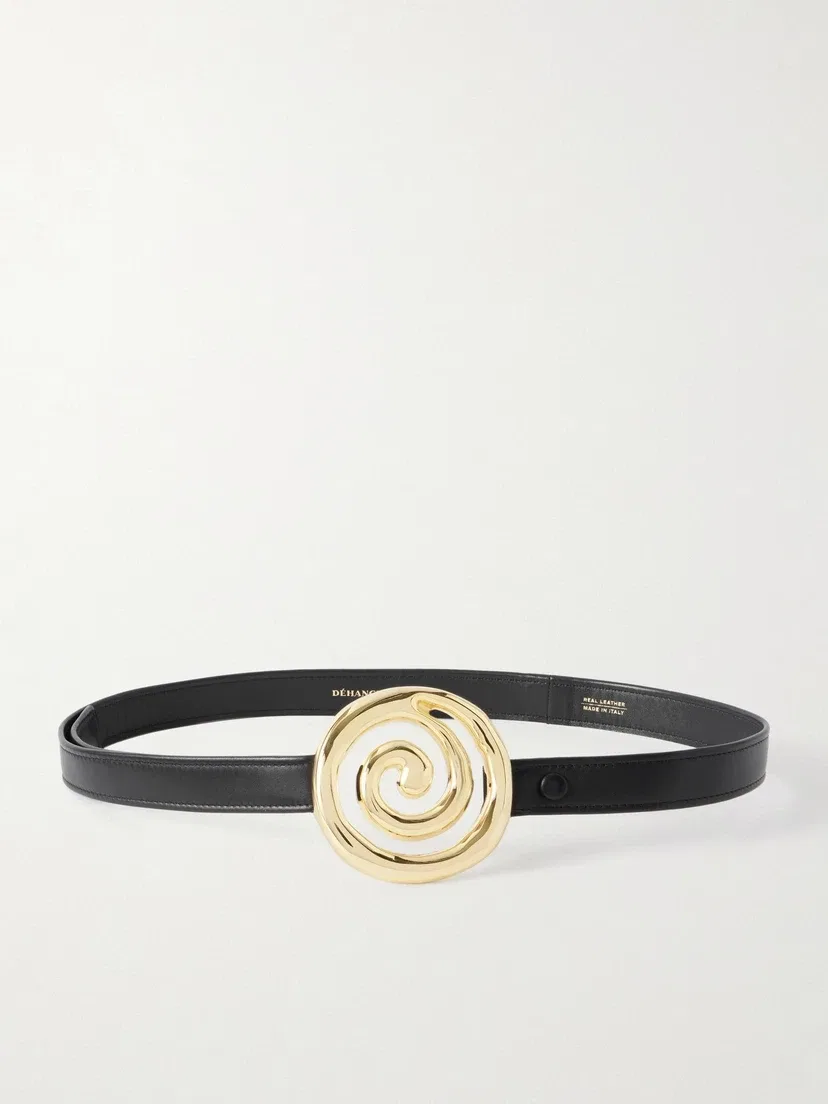 Кожаный ремень Koru, украшенный бусинами Déhanche, черный