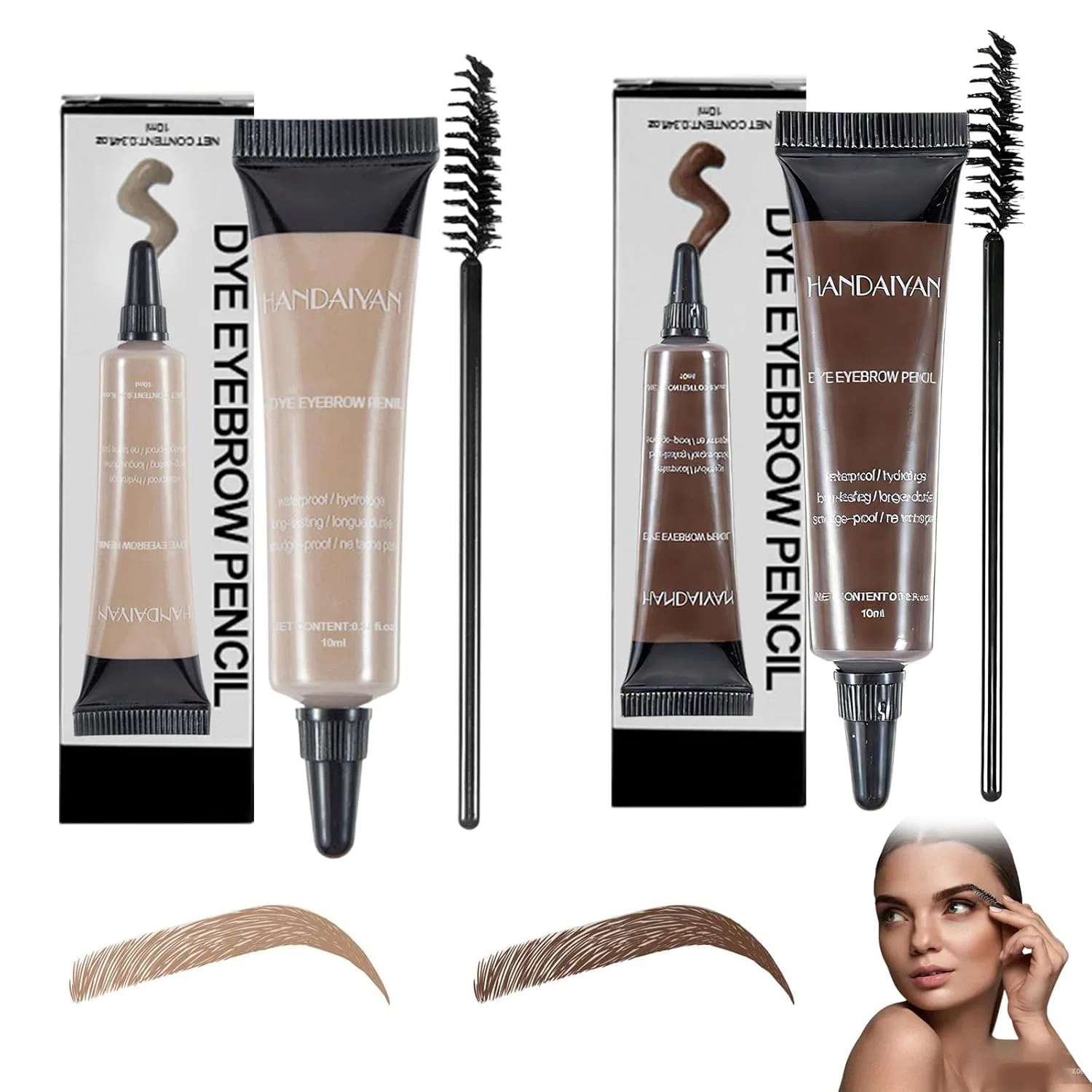 Набор для окрашивания бровей и ресниц Bnoyoneras, Light Brown And Dark Brown