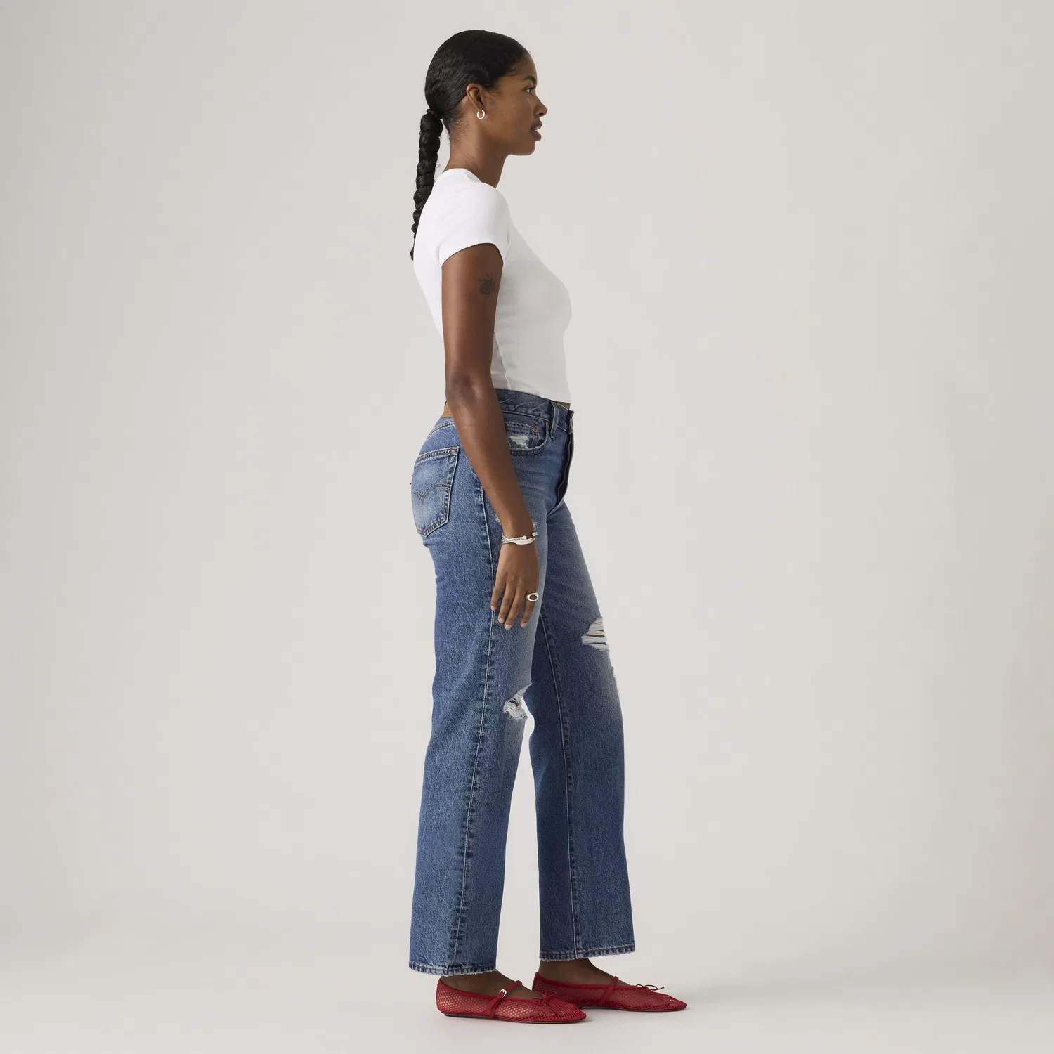 Женские джинсы 501 в стиле 90-х, укороченные до щиколотки Levi's, Medium Wash — фото 4