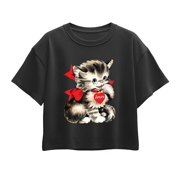 

Футболка Amore Valentine's Kitten для девочек 7-16 лет Licensed Character, Black