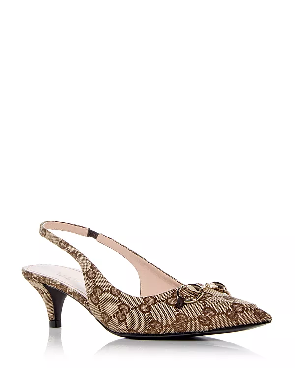 Женские туфли-лодочки gg с открытой пяткой Gucci, бежевый