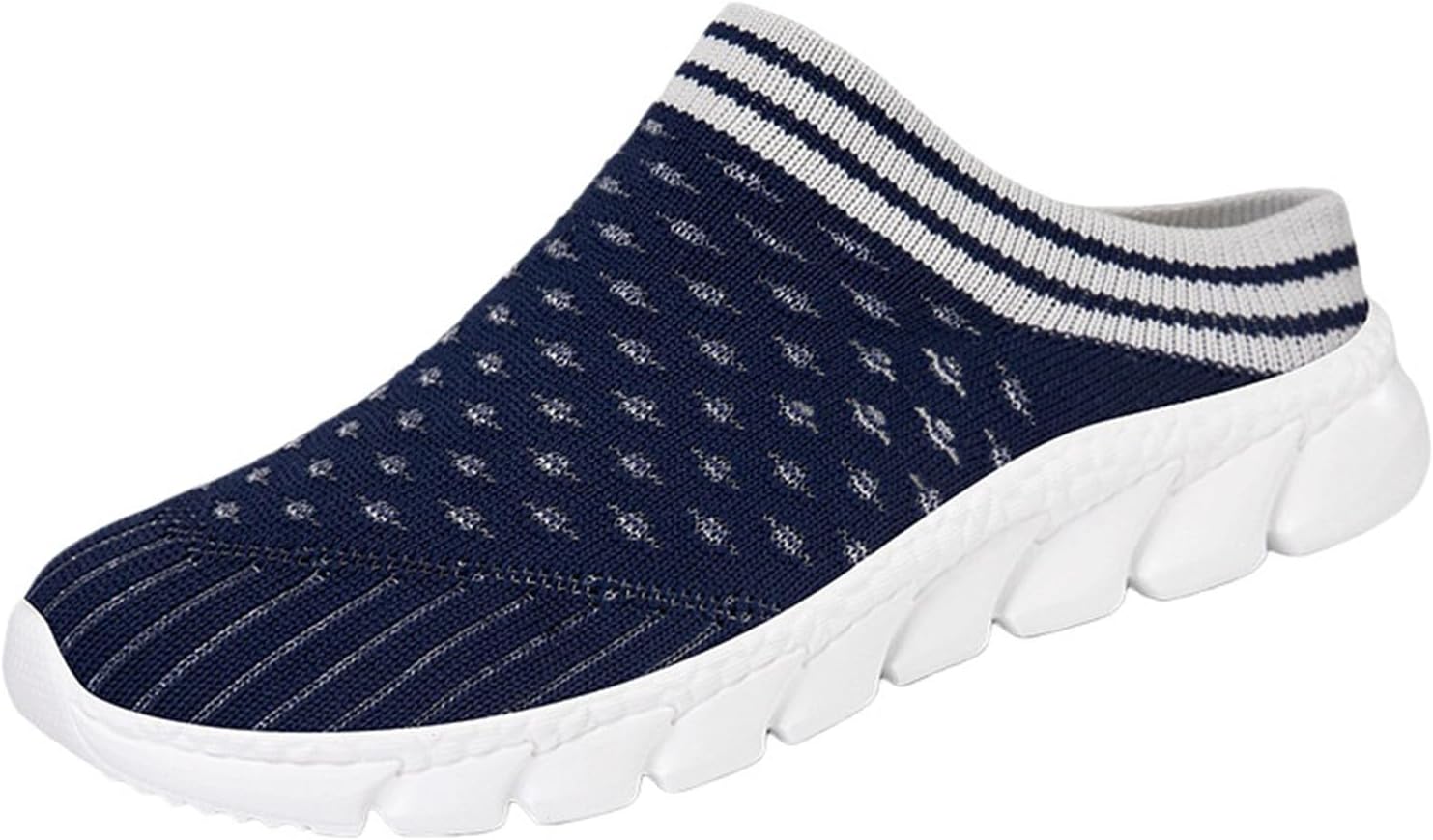 

Женские легкие прогулочные кроссовки из сетки с дышащей мягкой подошвой, мюли с открытой пяткой, повседневные тапочки, удобные, для спорта на улице, сандалии на танкетке Movnebyro, темно-синий