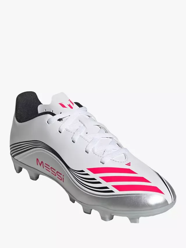 Детские футбольные бутсы F50 Club Лионеля Месси, белые adidas — фото 2