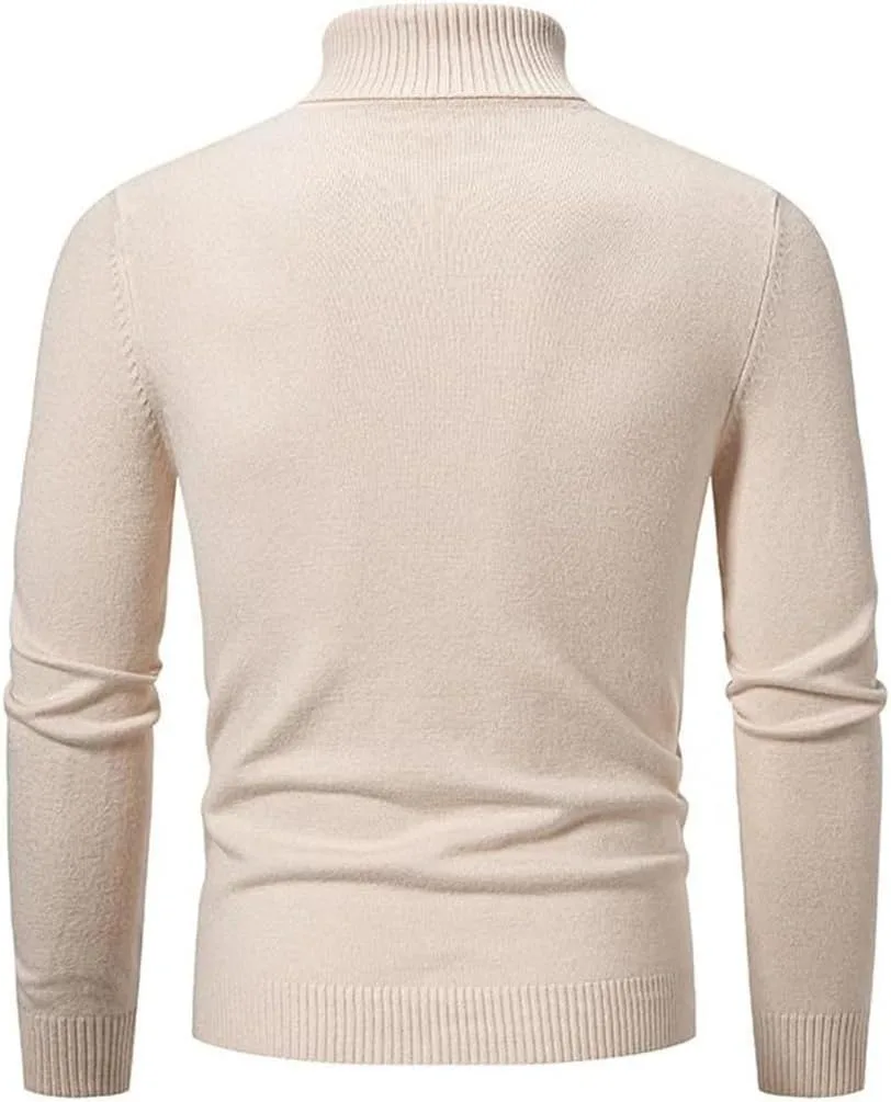 

Мужской свитер с высоким воротником и молнией на четверть, теплый, зимний