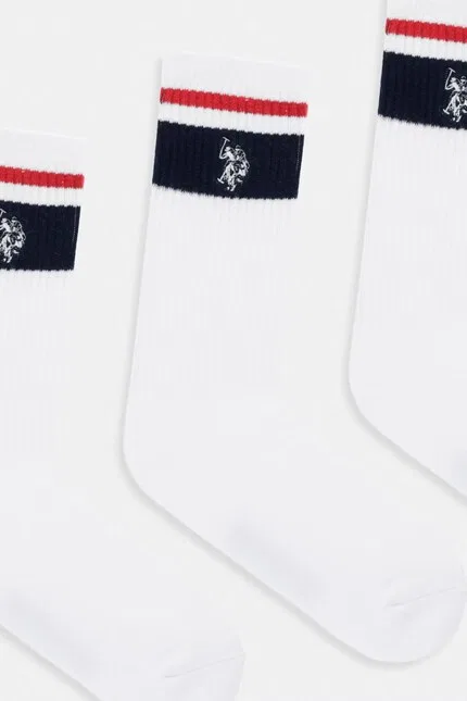 Носки спортивные Brand Stripe Sports 3 шт U.S. Polo Assn, белый — фото 2