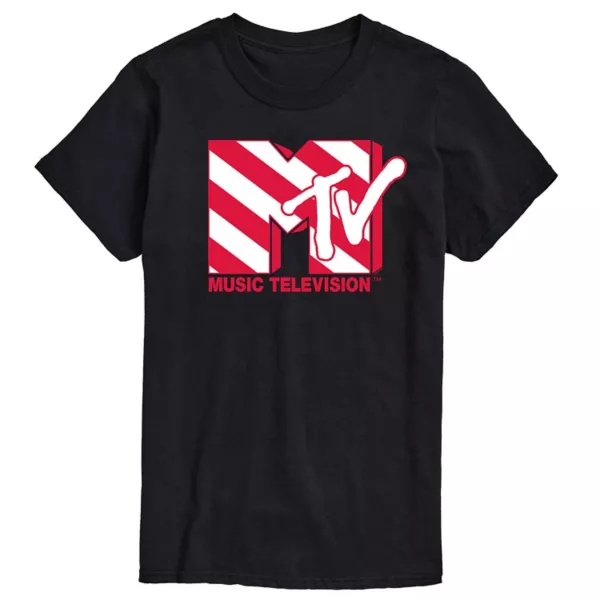 

Мужская футболка с графическим логотипом MTV Candy Cane Licensed Character, черный