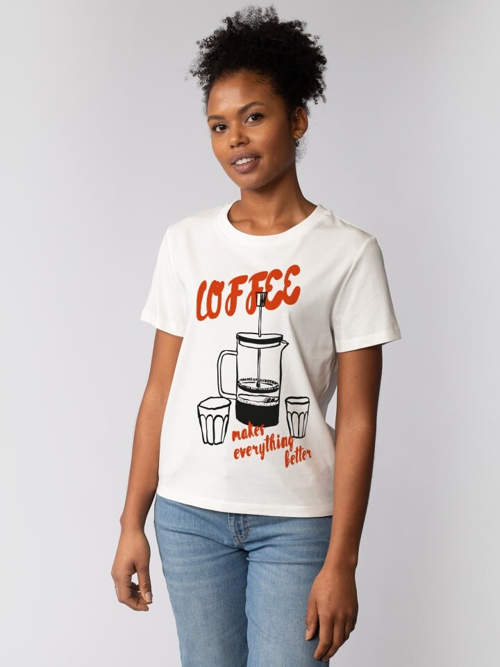 

Футболка wat Apparel T-Shirt Coffee makes everything better, белый