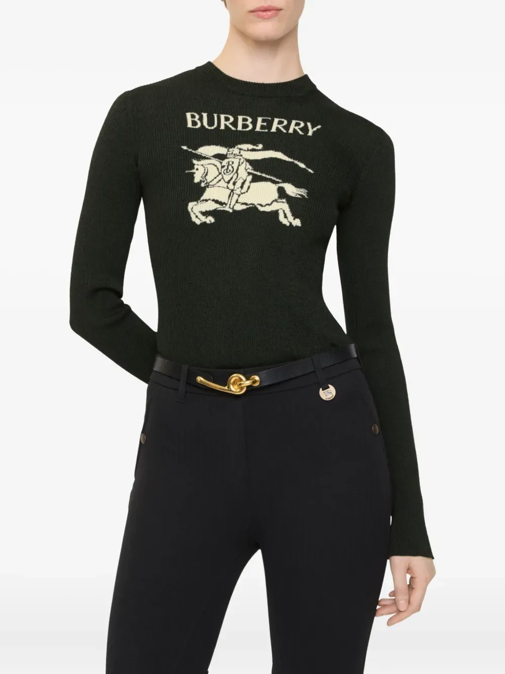 Свитер с круглым вырезом BURBERRY, черный — фото 2