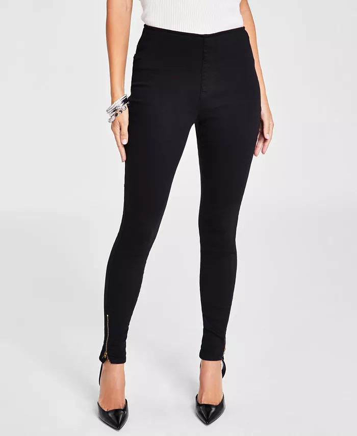 

Женские джинсы Mid Rise Skinny-Leg с молнией на щиколотке I.N.C. International Concepts, черный