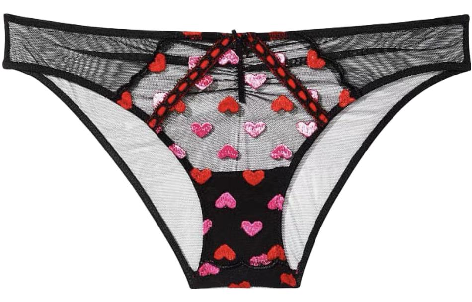 

Женские Трусики Victoria's Secret, Черные с Вышивкой Сердца на Подошве