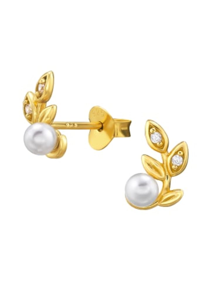 

Alexander York Серьги-гвоздики в форме листа с жемчугом и кубическим цирконием в оправе из серебра 925 пробы, комплект из 2 штук