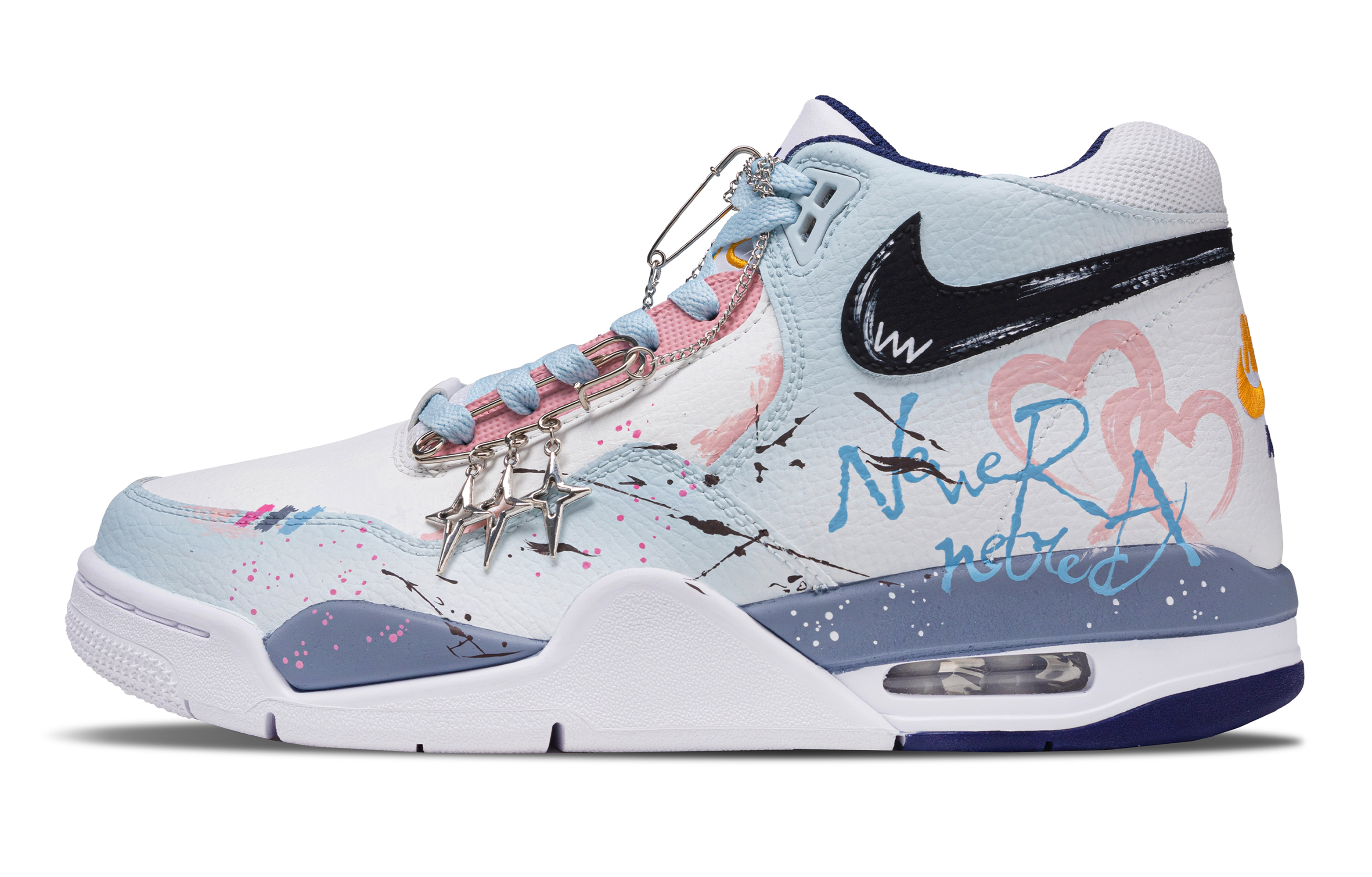 

Nike Баскетбольные кроссовки Flight Legacy Heartbeat Story, износостойкие, среднего размера, винтажные, мужские, белые, синие, розовые