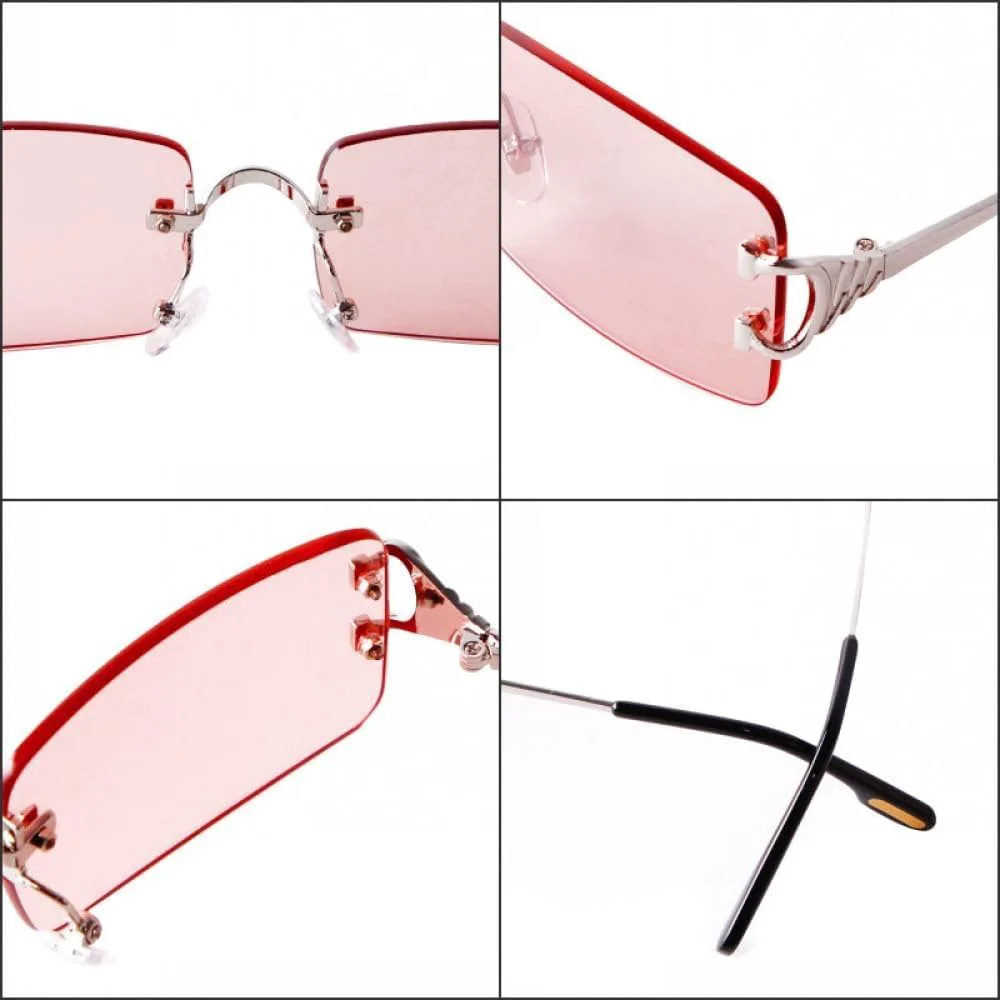 

Женские солнцезащитные очки MUTYNE без оправы, квадратная форма линз, роскошная оправа, унисекс, модные, с защитой от УФ-излучения UV400, без оправы, C8 Film Red