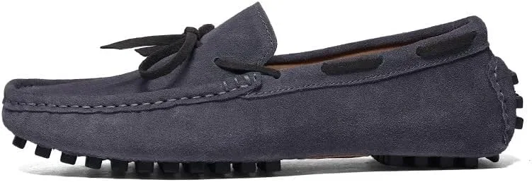 Мокасины кожаные Loafers Boatshoes Driving Style Loafer Comfortable Flat Heel Lightweight Prom Slip-ons, Серый SayfuR — фото 3