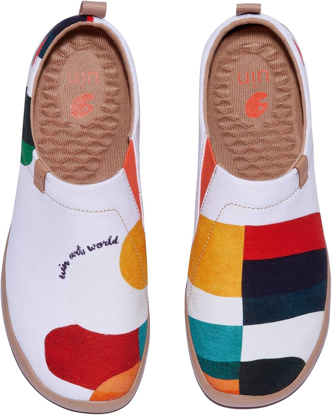 

Мужские лоферы UIN, раскрашенные дорожные туфли, слипоны для ходьбы, повседневные, легкие, комфортные модные кроссовки Toledo Цвет и геометрия, Hold That Color Canvas