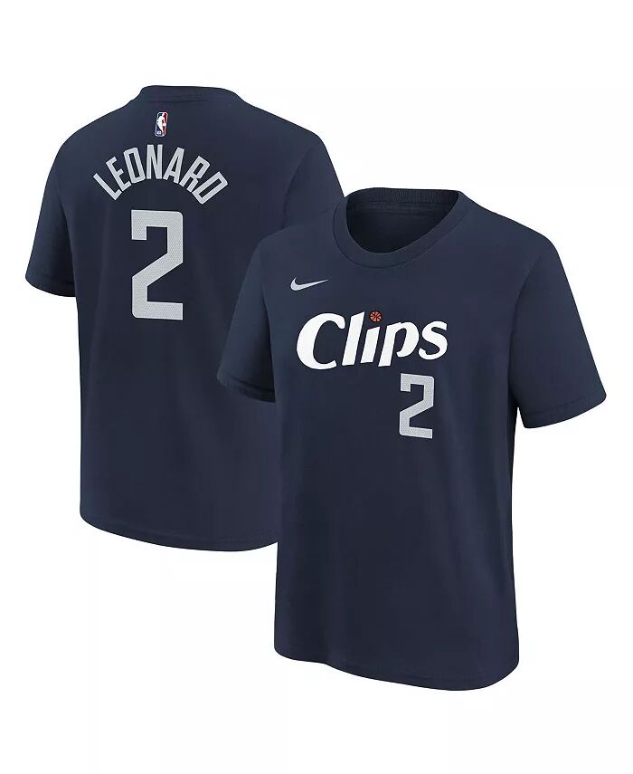 

Футболка Big Boys Kawhi Leonard Navy LA Clippers 2023/24 City Edition с именем и номером Nike, синий