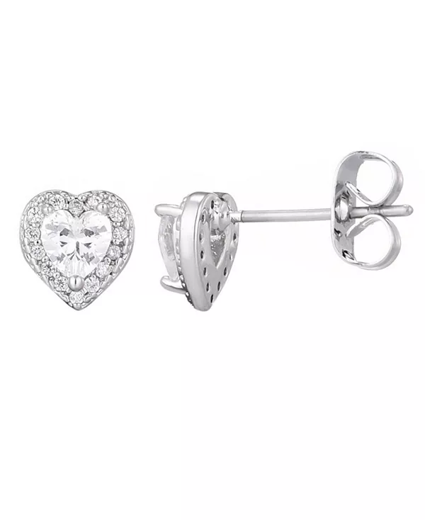 

Серебряные серьги-гвоздики с фианитами в форме сердца Adornia, silver