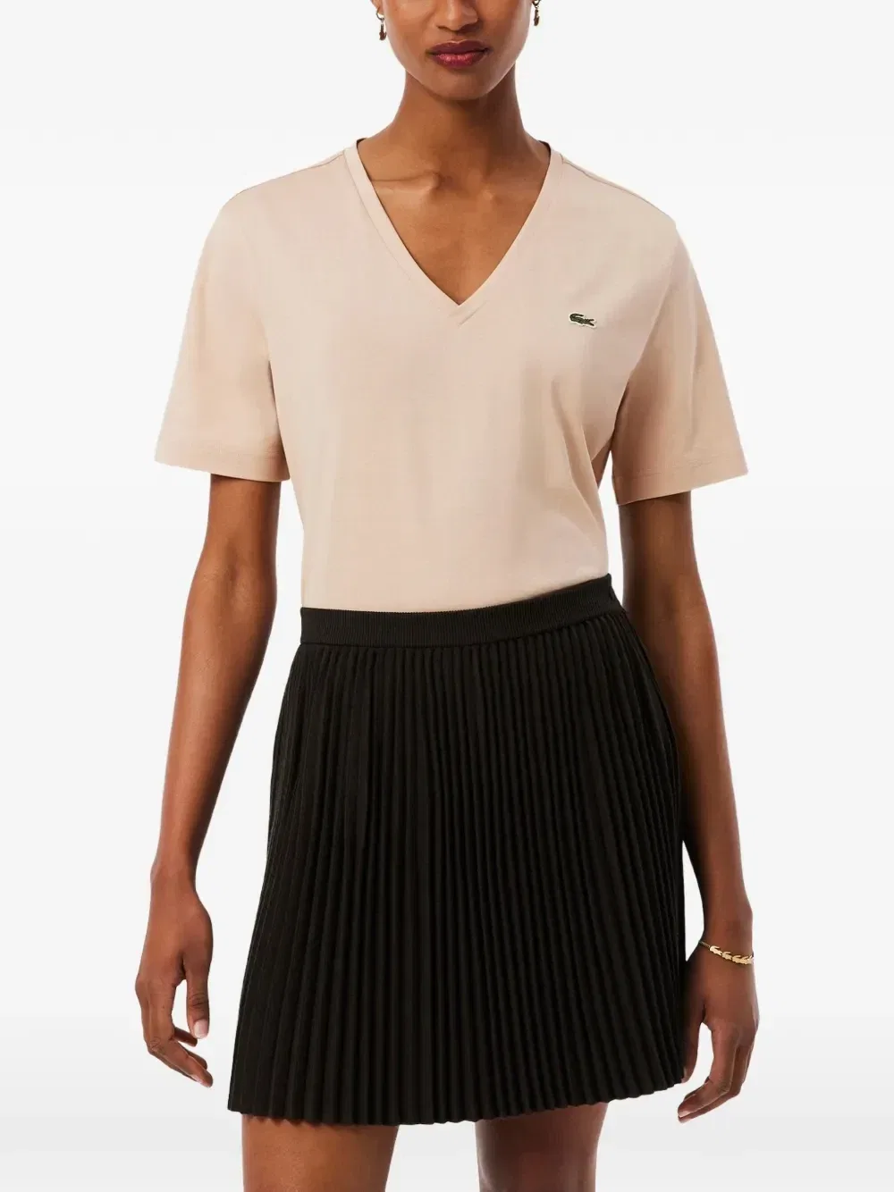 Футболка с V-образным вырезом Lacoste, бежевый — фото 2
