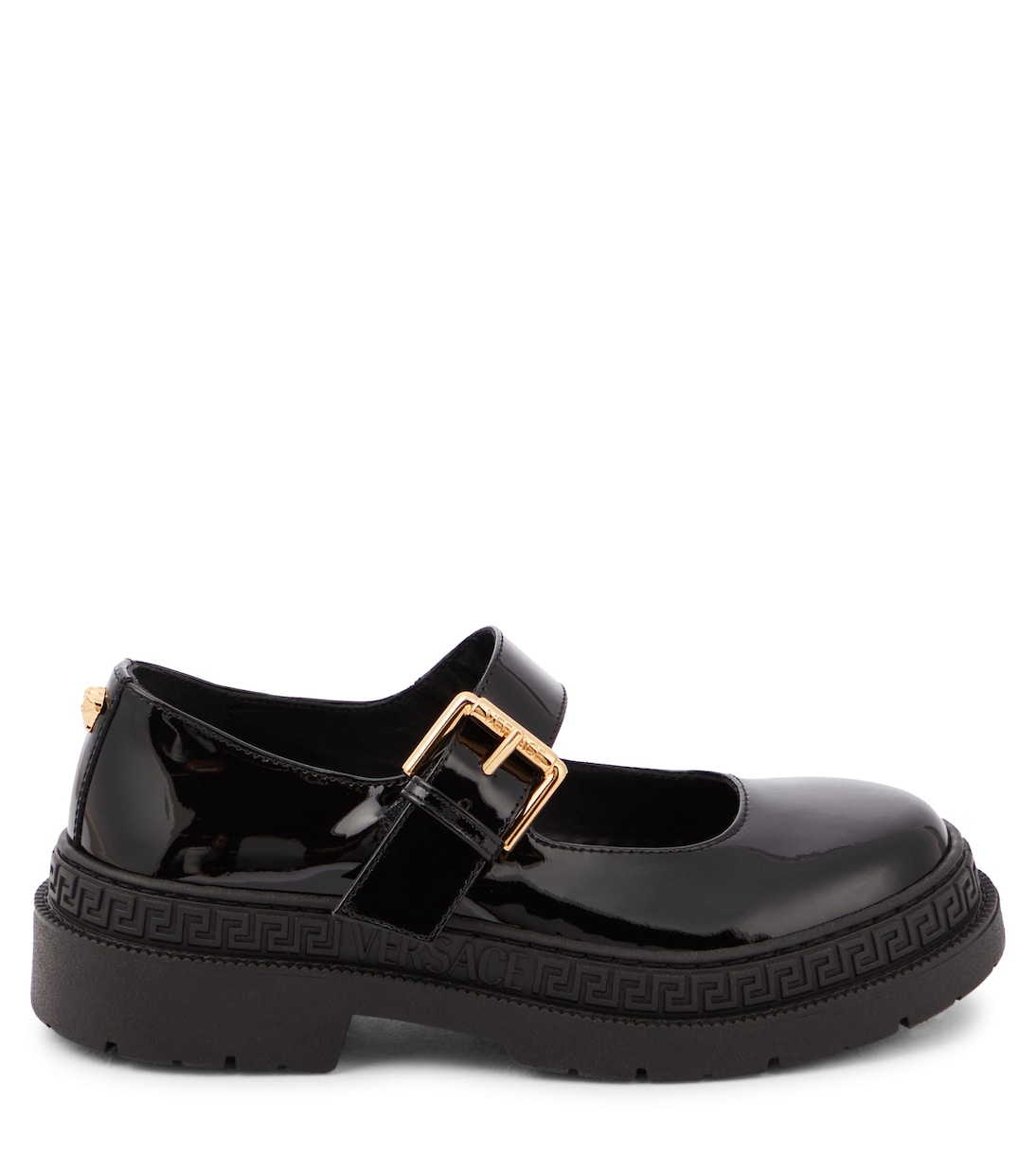 Туфли Мэри Джейн из лакированной кожи La Medusa Versace Kids, Nero - Oro Versace — фото 4