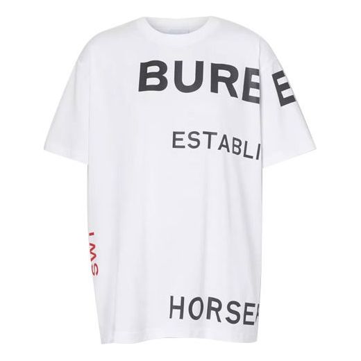 

Футболка Burberry Horseferry Print Cotton Loose-Fitting White, белый