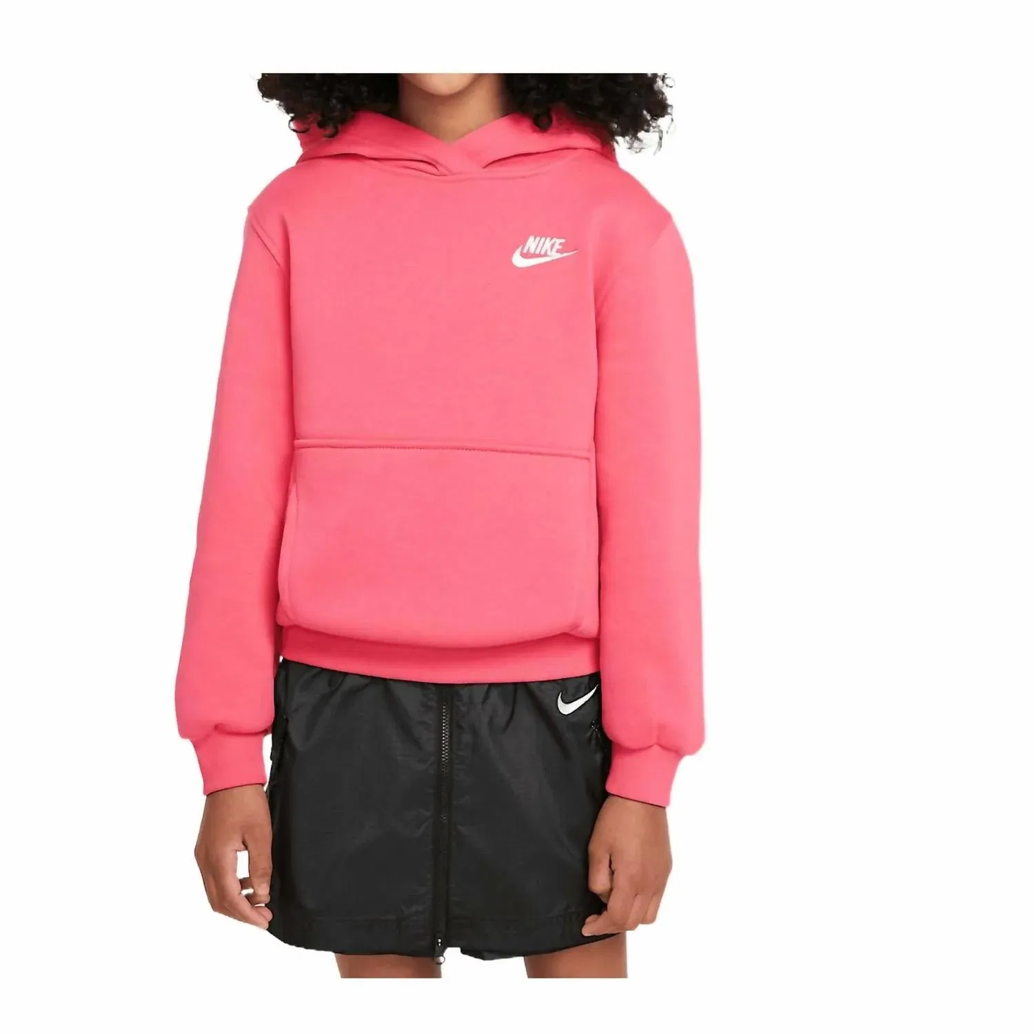 Nike Толстовка с капюшоном из флиса Sportswear Club, цвет розовый/белый