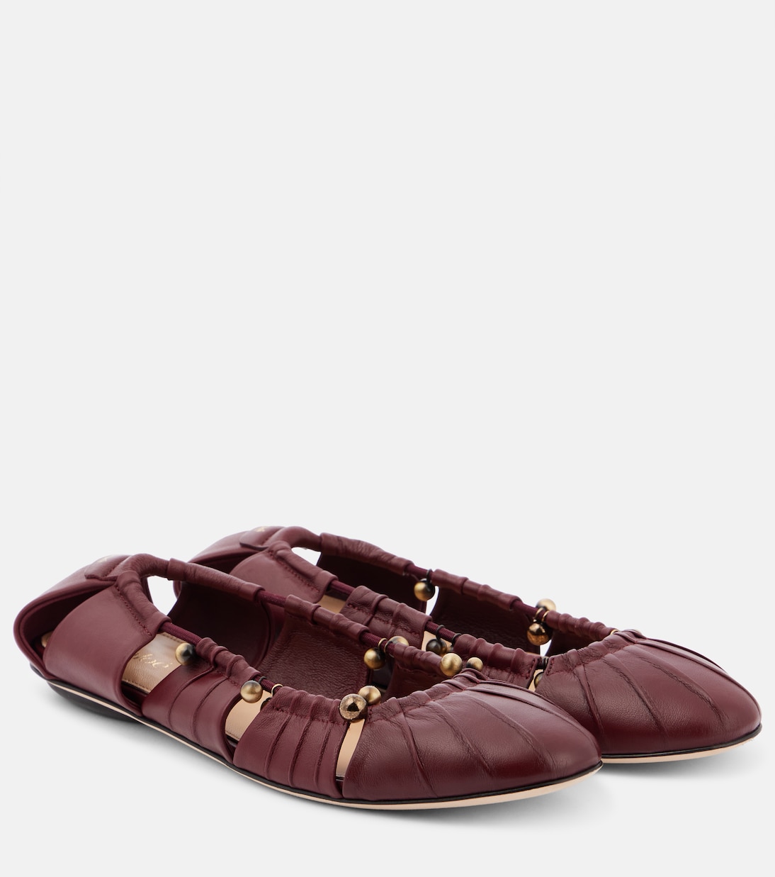 Кожаные балетки Luna с вырезом Chloé, Stormy Red