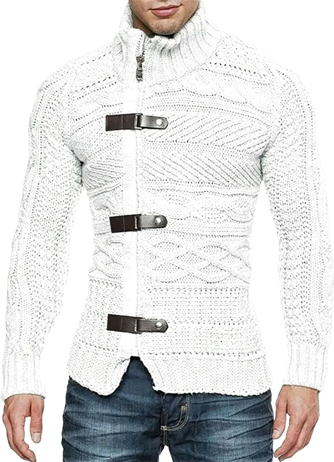 

Мужской полный замок вязаный стильный свитер водолазка теплый длинный рукав кардиган slim fit