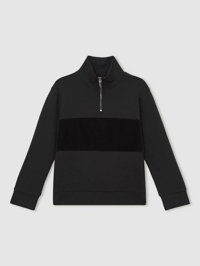 

Детский полу-зип худи Selin в полоску Reiss, Black