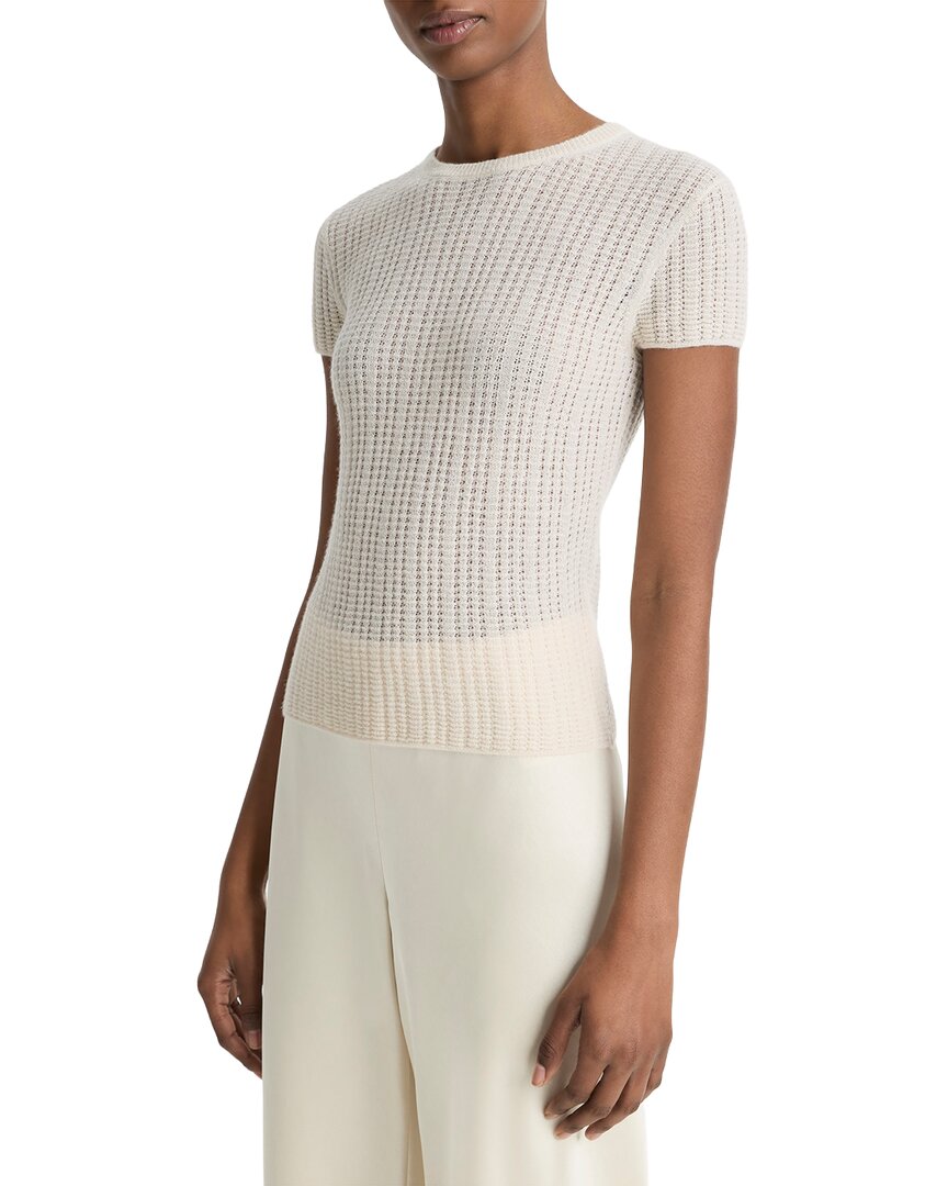 

Свитер Vince из кашемира и шелка с вафельной текстурой, белый