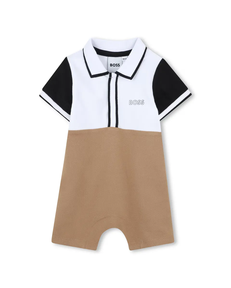 

Коричневый комплект с короткими рукавами для мальчика BOSS Kidswear, светло-коричневый
