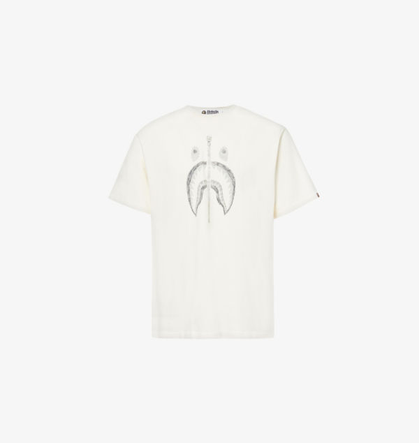 

Футболка из хлопка с графическим принтом «Акула» A Bathing Ape, белый