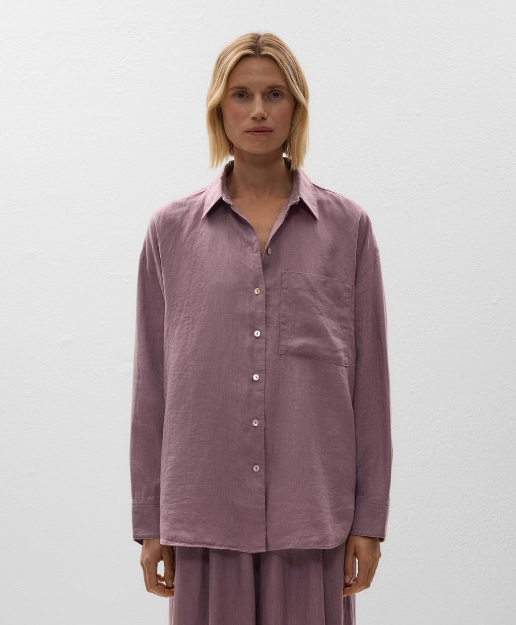

Расслабленная рубашка из 100% льна Oysho, цвет Washed Mauve