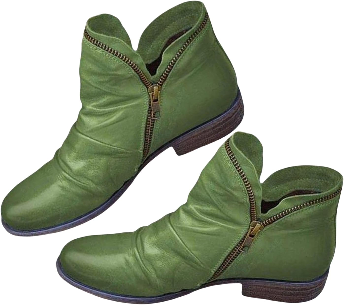 

Женские ботинки Wankang на низком каблуке Челси, из искусственной кожи, с заостренным носком, широкие, без шнуровки, короткие ботильоны, зеленый