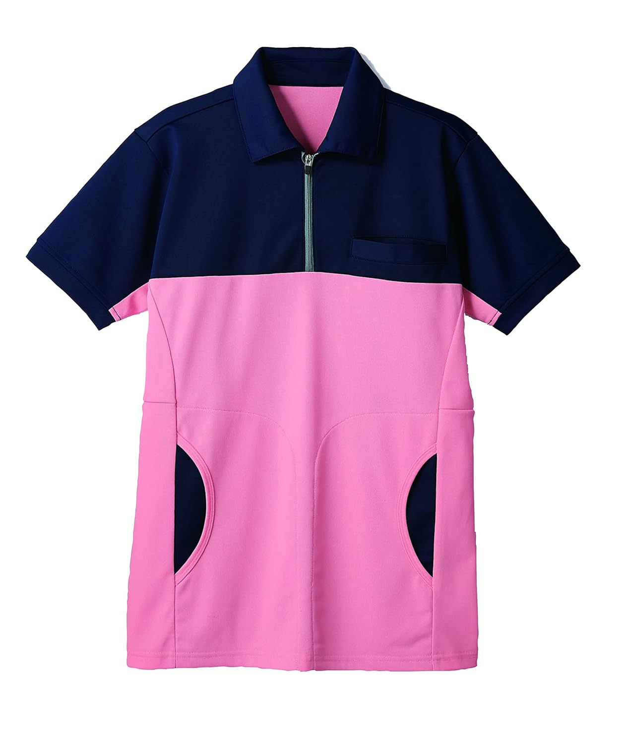 

Футболка-поло унисекс с коротким рукавом 72-482 (темно-синяя/розовая) Медицинская униформа SS Sumitomo Montblanc