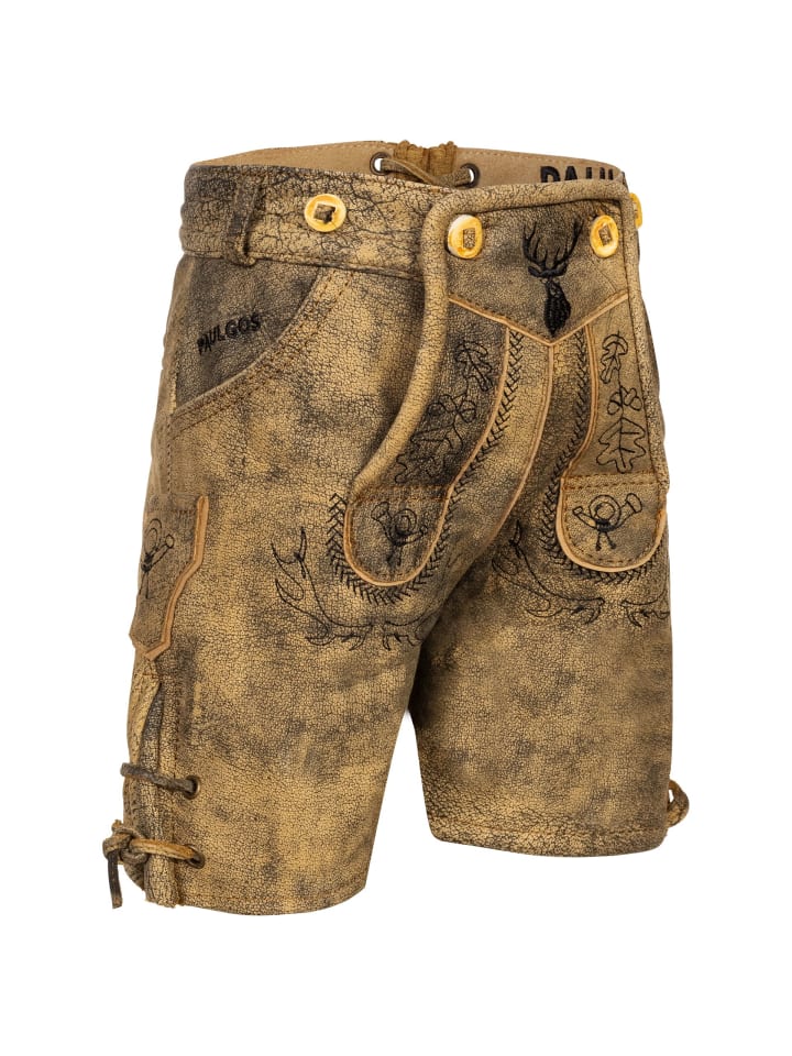 

PAULGOS Кожаные шорты, натуральная кожа, KK2 ANTIK, песочно-коричневого цвета