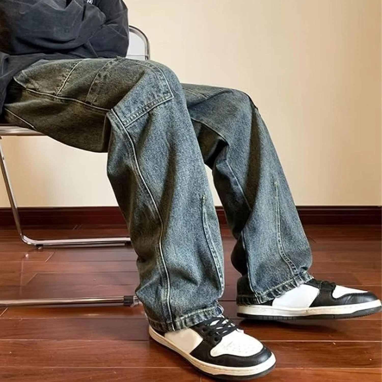 Джинсы джоггеры с карманами, Streetwear, темно-синий — фото 3