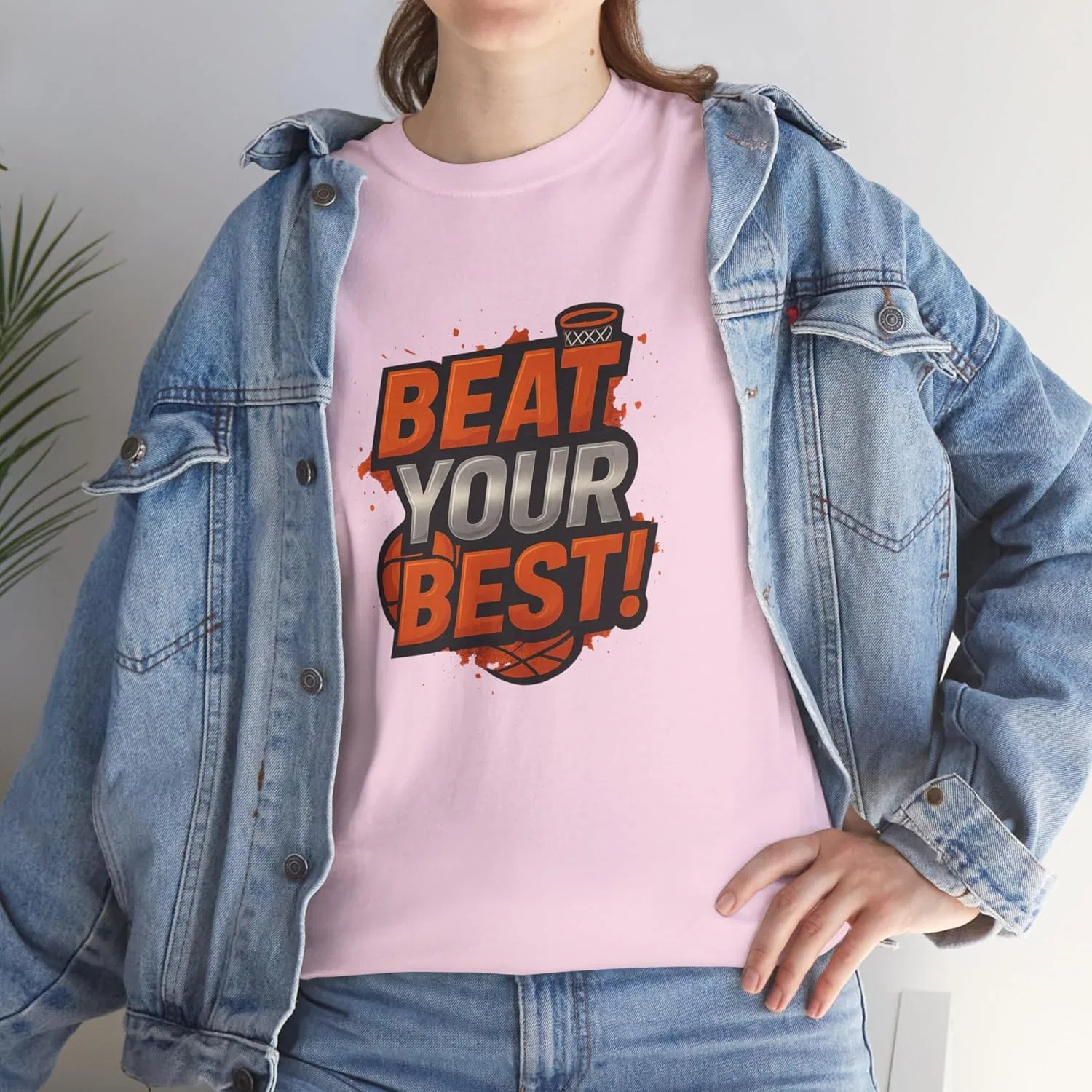 Футболка Unisex Heavy Cotton Tee, бренд GENERIC, цвет Light Pink — фото 3