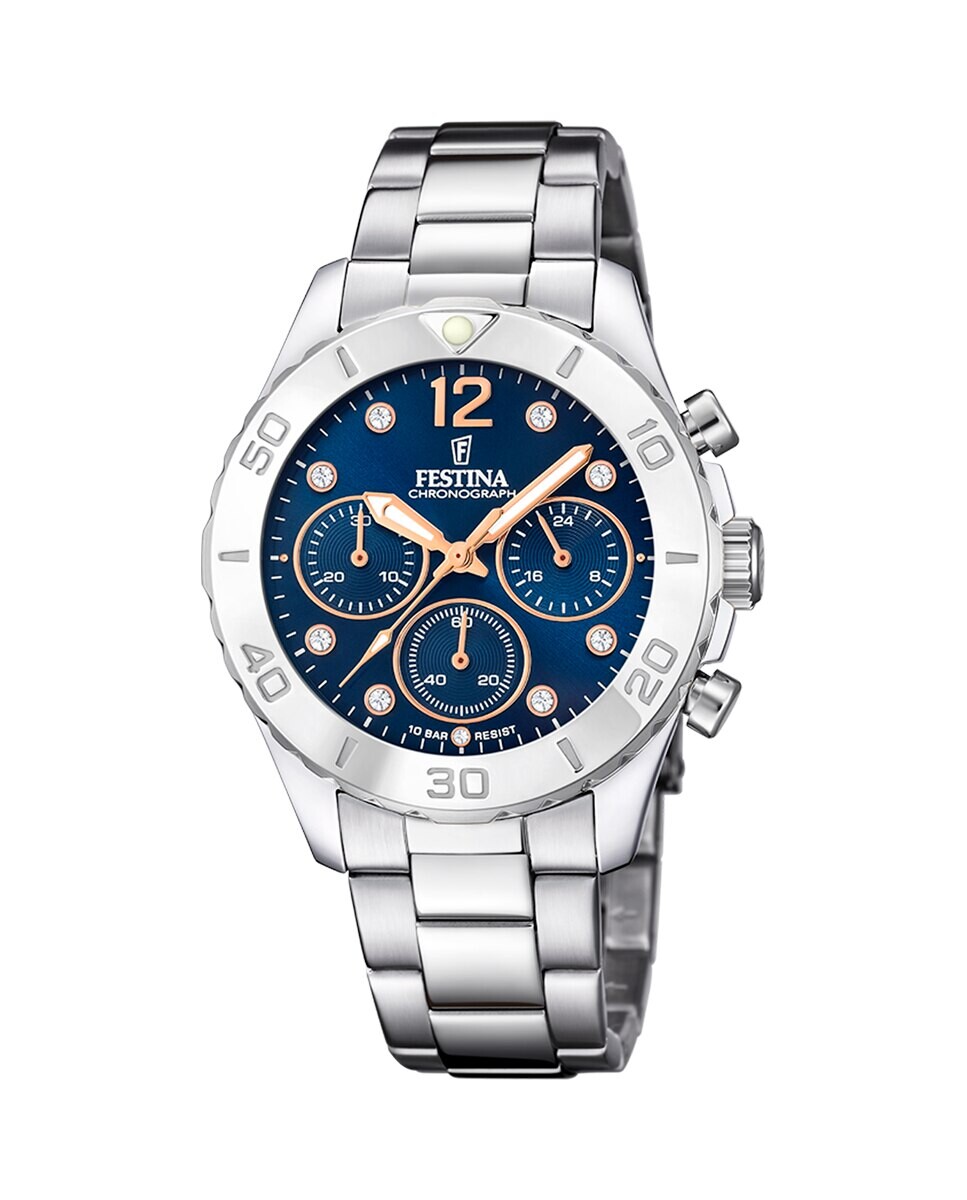 

F20603/3 Женские часы Boyfriend из стали с синим циферблатом Festina, серебро