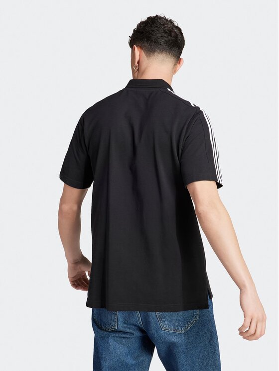 Поло regular fit Essentials Piqué Embroidered Small Logo 3-Stripes Polo Shirt IC9310 Adidas, черный — фото 3