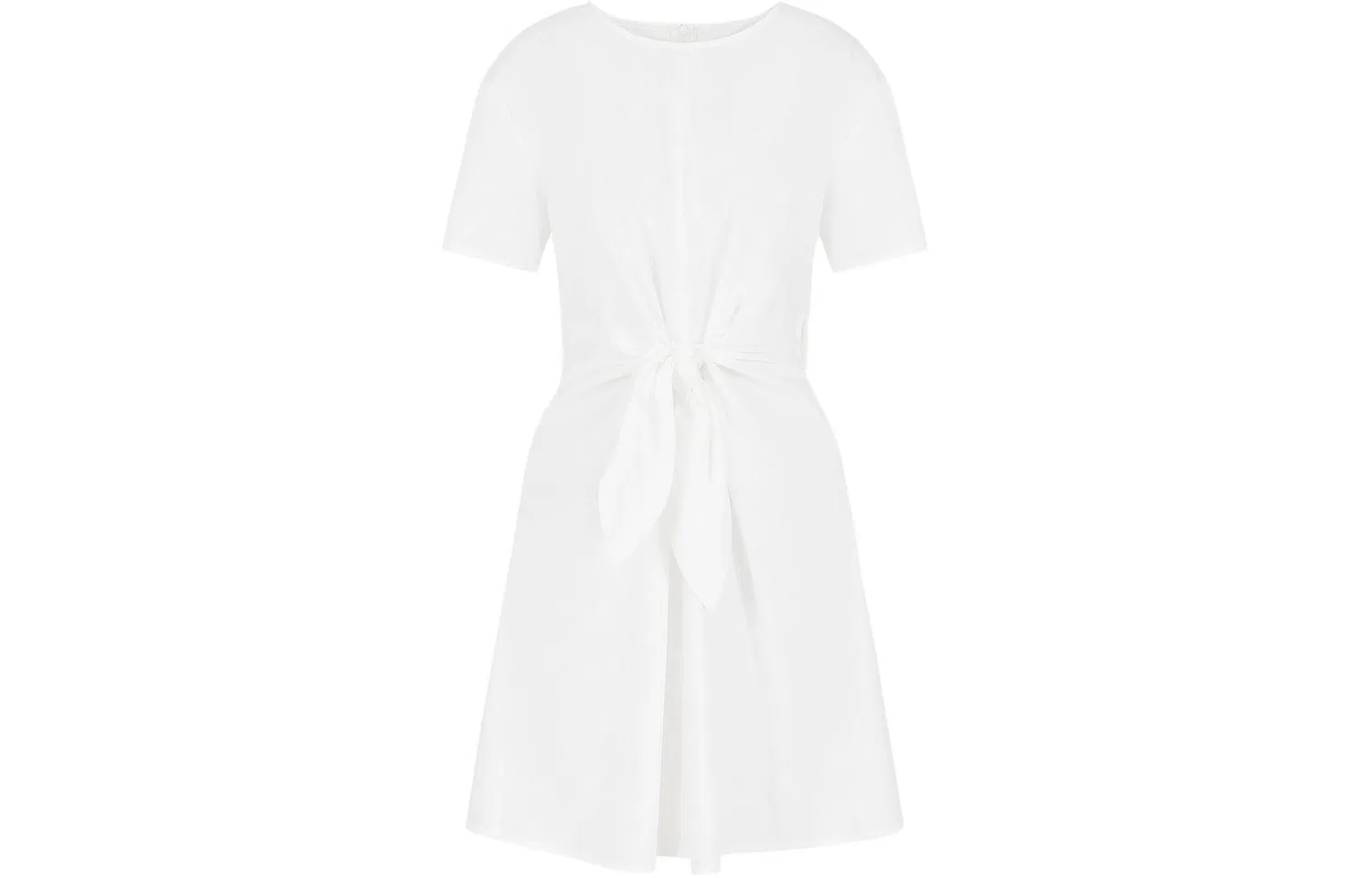 Платье-рубашка из поплина с коротким рукавом и поясом EMPORIO ARMANI, White