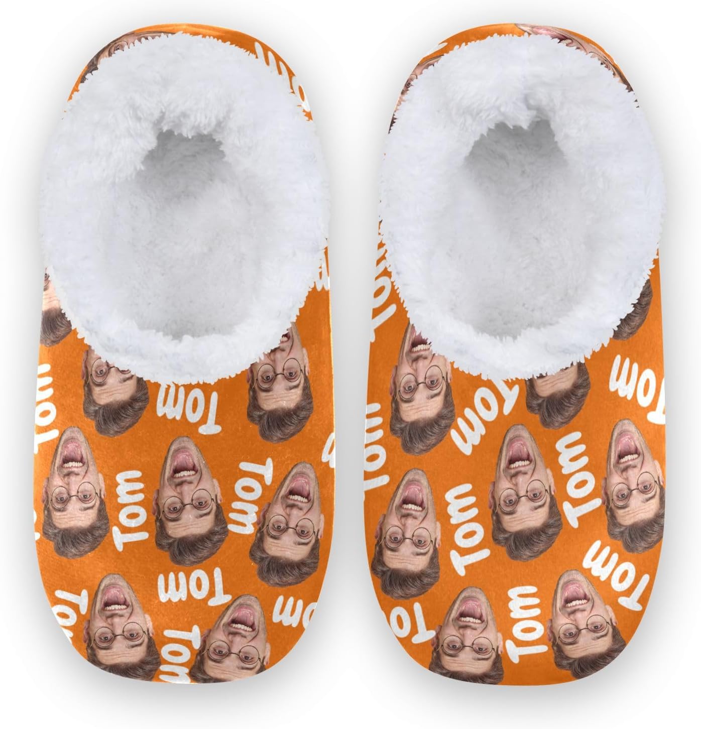 

Женские и мужские домашние тапочки с закрытой пяткой из мягкой памяти, с вязкой, подкладкой из флиса, с фото лица и текстом, теплые носки для отеля, дома и улицы Innewgogo, желтый