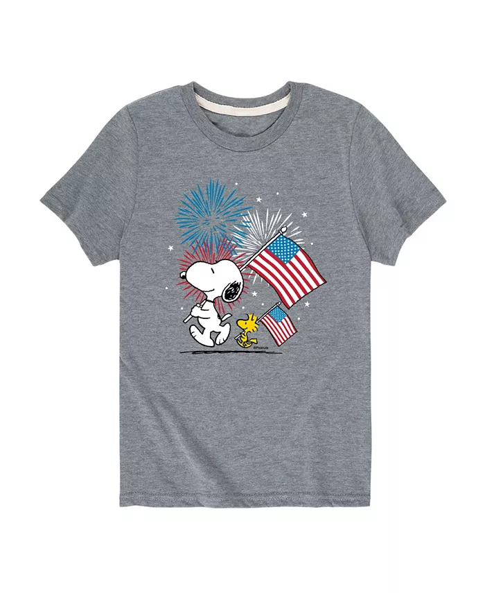

Футболка с принтом "Americana Fireworks" для мальчиков старшего возраста Peanuts, серый